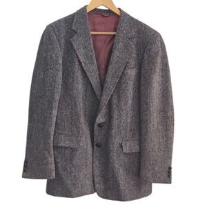 Woodmere 100% Wool Herringbone Blazer Men 42 Tweed Sport Coat Dark Academia